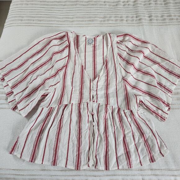 Francesca's Blue Rain Claire Striped Blouse small - Picture 3 of 11
